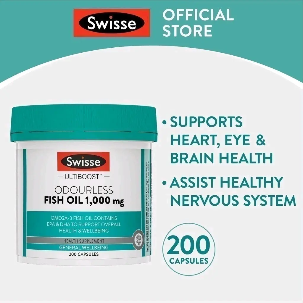 SWISSE Odourless WILD FISH OIL 1000 Mg Ultiboost [200 Capsules] SUPPLEMENT Healthcare