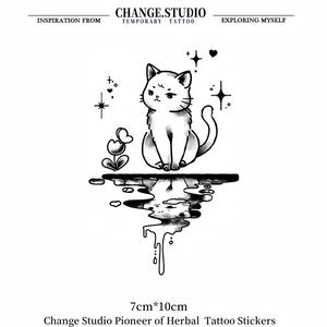 Hình Xăm Tạm Thời, Hình Xăm Mèo Dễ Thương, Lâu Trôi (15 Ngày), Không Thấm Nước, Không Sợ Ma Sát Miếng Dán Hình Xăm