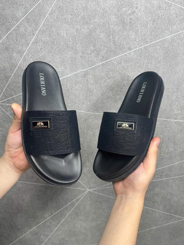 LOURIANO Dép lê quai ngang nam louriano Khâu Quai 2 bên liền đế. Chất liệu quai da bò Đế cao su đúc êm chân - Mã LR01 có 2 màu: Đen Lông Chuột