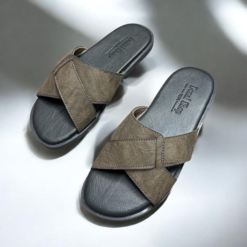  Dép Quai Chéo Nam Cách Tân DONATED  Phong Cách Hiện Đại . Da Xít  Đế Đúc Cao Su Nguyên Khối   Xịn 11   