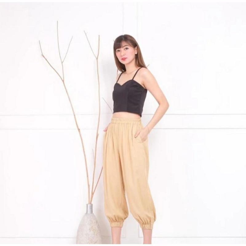 Celamis Aladin Inner Pants Celana Aladin Size Standar & jumbo Hitam Cantik Melar Nyaman Panjang Rayon Santai Tidur Baggy Dalaman Stretch Kerja Motif Kantor 3