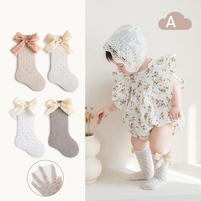 Big Bowknot Mesh Baby Long Socks Summer Newborn Toddler Prewalker Sweet Stocking For Kids Girls Infant Princess Soft Sock 0-5Y 2