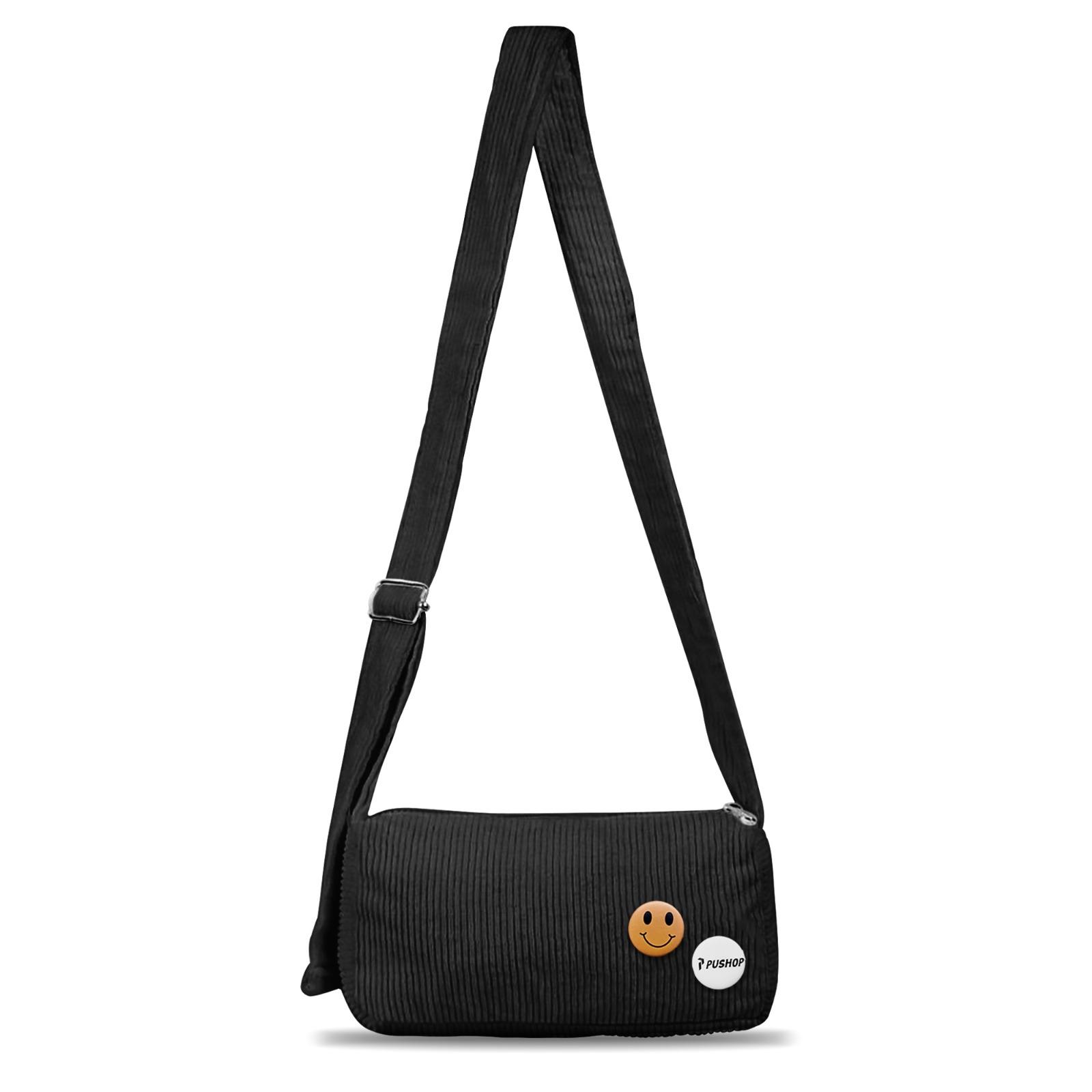 PUSHOP PAKET KOMBO HEMAT Tas Selempang Pria Wanita - Beli 1 Dapat 2 Tas selempang Slingbag Casual Paket Canvas Corduroy Hitam PUSHOP PAKET KOMBO HEMAT Tas Selempang Pria Wanita - Beli 1 Dapat 2 Tas selempang Slingbag Casual Paket Canvas Corduroy Hitam