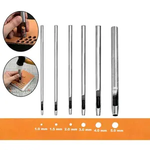 H881 Set Leather Hole Puncher Steel Hollow Round Set Pelubang Kulit 6 PCS