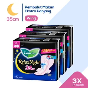 Laurier Relax Night 12s Triplepack - Pembalut Wing 35cm