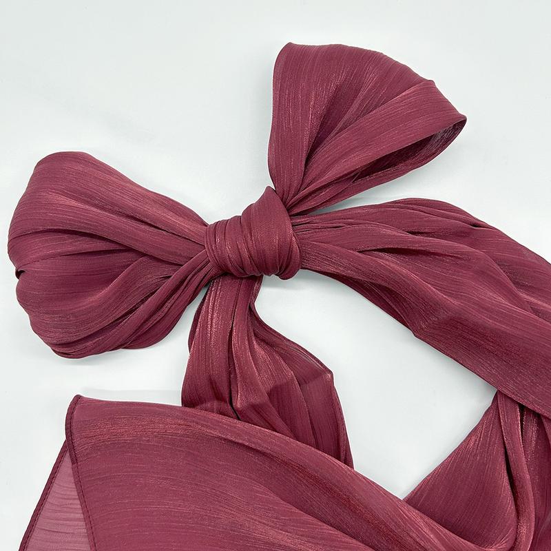 Product Introduction of Summer New Solid Color Soft and Shiny Silk Scarf Long Scarf Headscarf Shawl 12