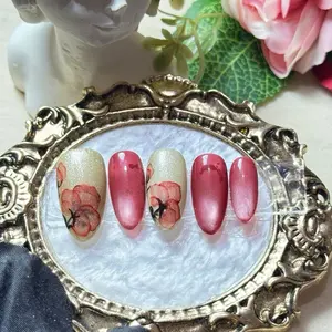 PRESS ON NAILS PAINTING Kuku Cantik dengan Motif Bunga Elegan untuk Tampilan Cantik dan Menarik