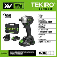 Gambar Tekiro Cordless Compact Impact Driver Xv Brushless 20 V dari TEKIRO_NEW Kab. Serang 1 Tokopedia