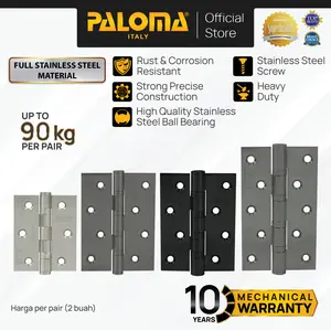 PALOMA Engsel Pintu Jendela Hinge Kupu Butt Plat Kayu Aluminium PVC Hinges Door Window Stainless Steel Ball Bearing 2BB 4BB 3" 4" 5" 3 4 5 Inch Silver Grey Abu Black Hitam Gunmetal Gun Metal BHP 3631 BHP 3641 BHP 3642 BHP 3651