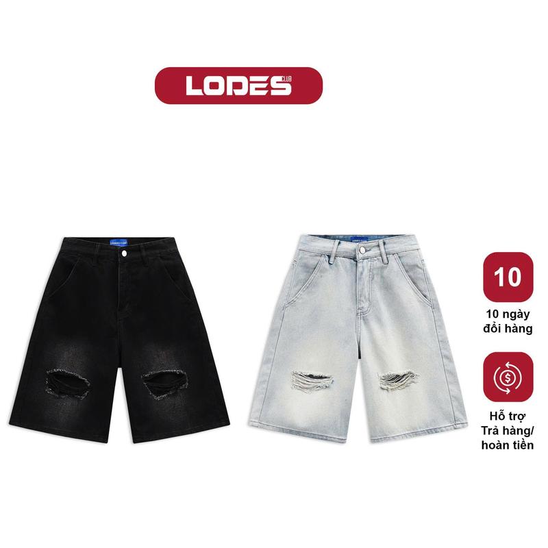 Quần jeans short,quần jeans lửng,quần short baggy rách gối Unisex hotrend LODES CLUB