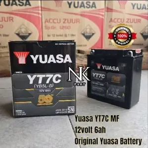 Aki Accu Motor Mio Smile Sporty Yuasa YT7C MF Kering 12v 6Ah