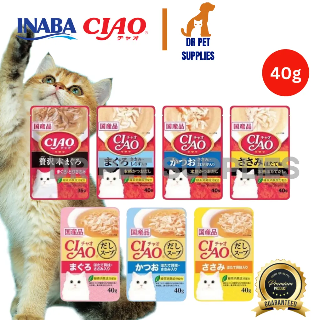 Ciao Pouch Creamy Fillet and Soup Fillet 40g Cat Wet Food Pet Essentials DR Pet Supplies