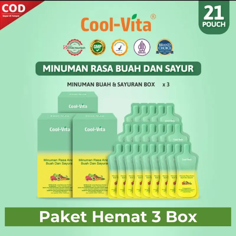 Cool-Vita Minuman Rasa Buah dan Sayuran - 3 Box (21 Pcs)