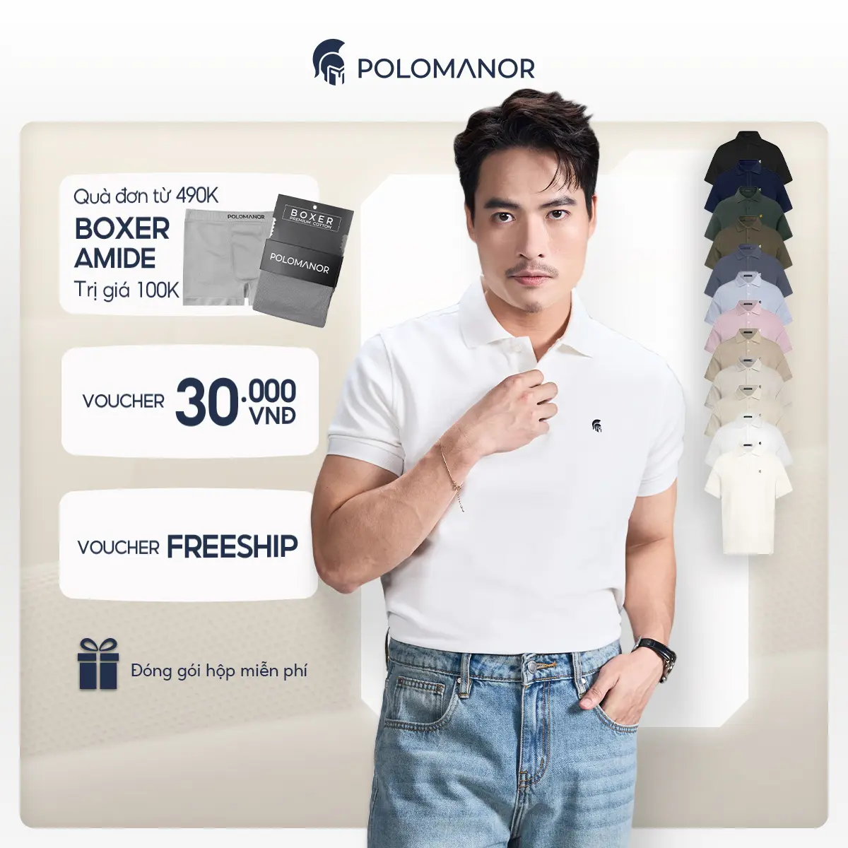 Áo polo nam Có Cổ BASIC SYMBOL ngắn tay vải cá sấu cotton Pique interlock cổ điển, sang trọng, Menswear - POLOMANOR thanh lịch