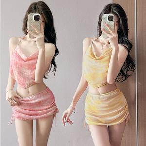 ชุดว่ายน้ำผู้หญิงสไตล์เกาหลี บิกินี่ 3 ชิ้น บิกินี่สุดเซ็กซี่ ผูกคอ เว้าหลัง แบบใหม่