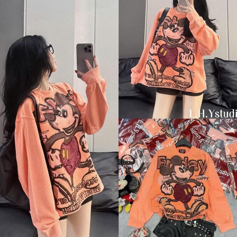 [COTTON 4 CHIỀU VIP] ÁO THUN NỮ UNISEX FORM RỘNG MICKEY_TAY DÀI, CHẤT LIỆU COTTON 4 CHIỀU MỀM MÁT, Thời Trang Nữ Women Hottrend.