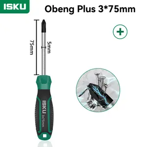 ISKU obeng plus 3*75 mm magnet /obeng set screwdriver sets perkakas/obeng super kuat chrome vanadium cocok untuk elektronik dan peralatan rumah tangga