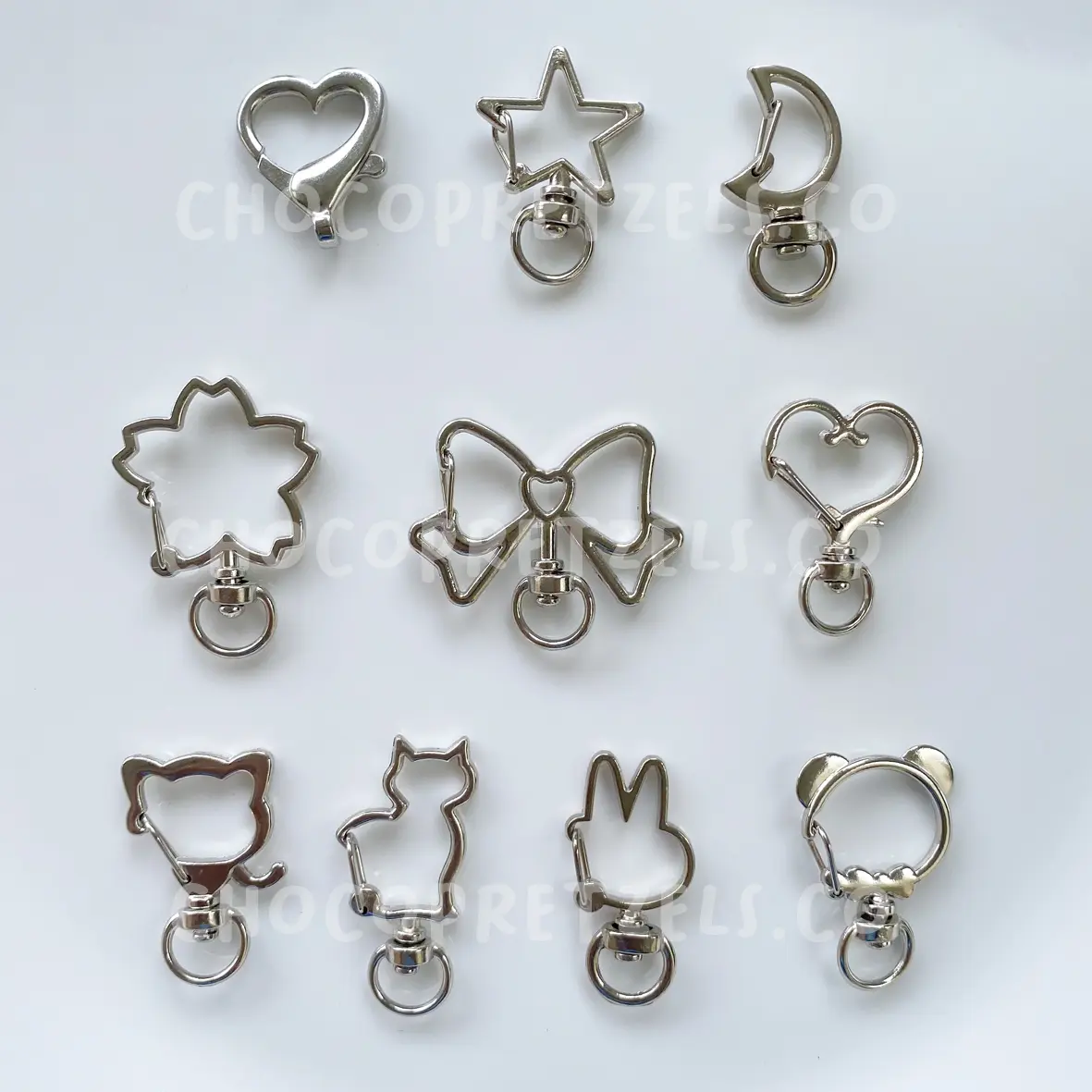 [1 SET] Kait Lobster Bentuk / Hook Gantungan Kunci Bahan DIY / Lobster Clasp Swivel Bentuk Bulan Bintang Hati Kucing Beruang Kelinci Pita Bunga