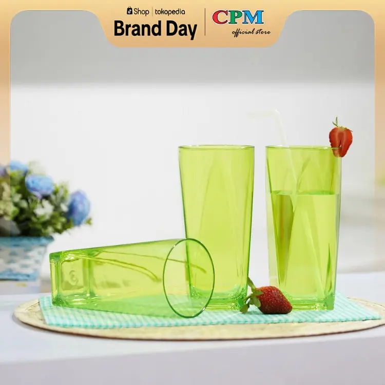 CPM Crystal Glass Set Of 3 Pcs / Gelas Plastik Kaca Minuman 0