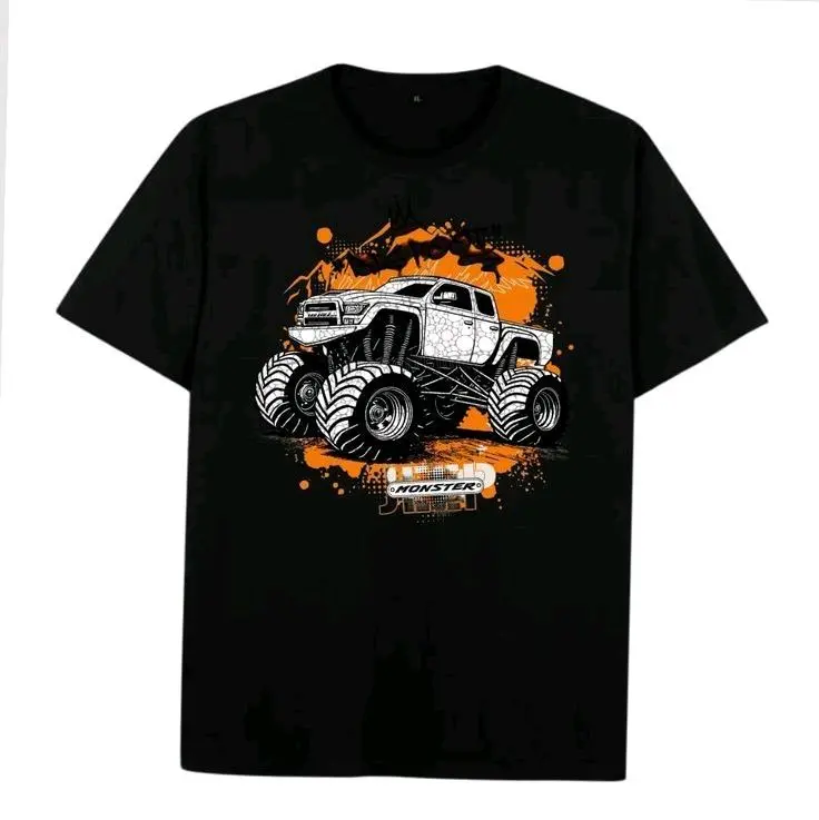 baju distro anak laki laki mobil monster untuk usia 1-8 tahun bahan katun kombet 30s