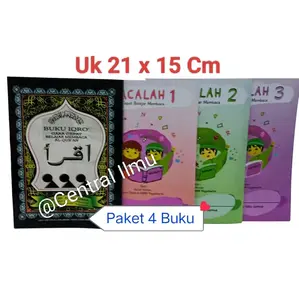 Paket 4 Buku IQRO Bendel Besar & Bacalah Jilid 1 2 3 Ukuran 21 x 15 Cm untuk Belajar Membaca Books