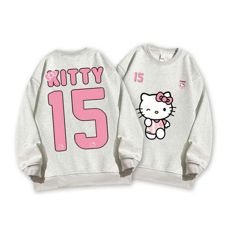   MỞ BÁN TẶNG CHAM ￼Áo sweater nữ form rộng hàn quốc mùa đông áo dài tay Áo Hello Kitty nỉ tàu mỏng nhẹ mẫu mới 2025 