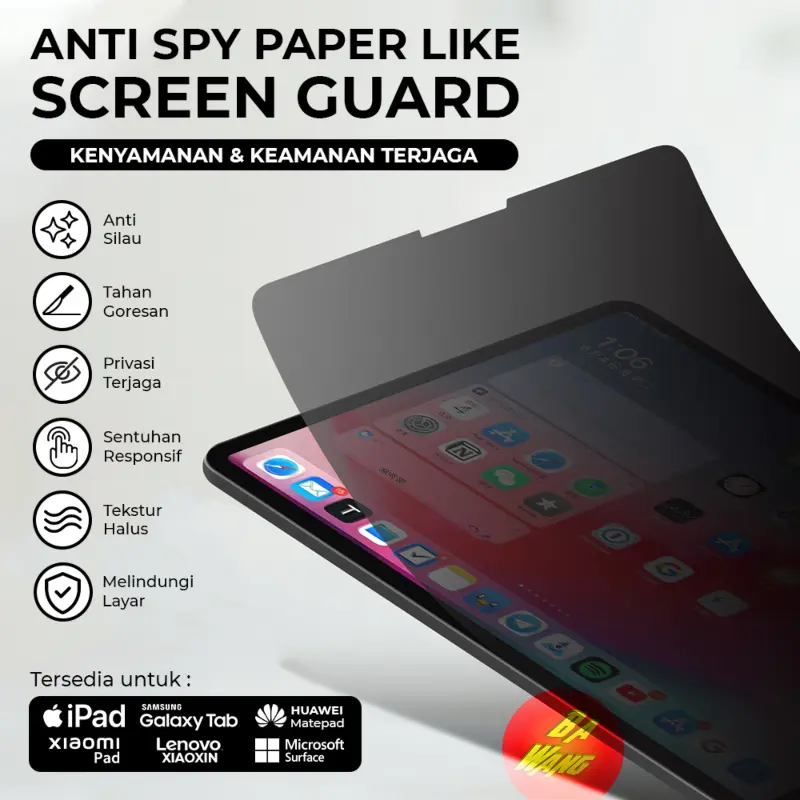 Anti Gores Spy Untuk Tablet Lenovo Type Tab Legion Y700 Gen 2 3 4 8.8inc 2023 2025 AntiSPY Glare Screen Guard Protector Matte Privacy