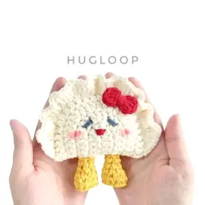 HUGLOOP - Pouch Rajut Mini Bentuk Pangsit / Crochet Dumpling Mini Pouch / Tempat Printilan Rajut Handmade Unik dan Lucu