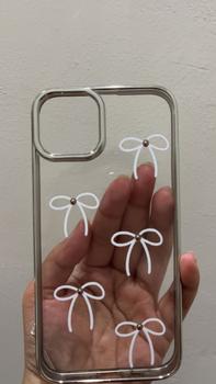 Product Review of Putih Pita Elegan Mulia Manis Indah Doodle Case Kompatibel Untuk IPhone 11 13 15 14 12 Pro Max 7Plus 8Plus 14Plus 15Plus XR X XS Max 8 7 6 15 Plus SE 2020 Painting Electroplated Frame Transparent Soft IMD Akrilik Mewah Phone Cover from a**a 0