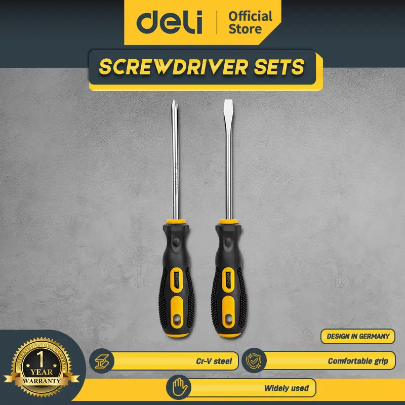 Deli Screwdriver Sets/Set Obeng 2 Pcs Tip Magnetik Chrome vanadium DL260002B