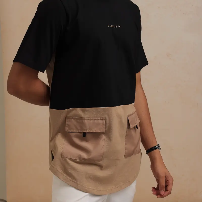 KAREEM SSK DOP KAOS KURTA LENGAN PENDEK Cream Grey 1