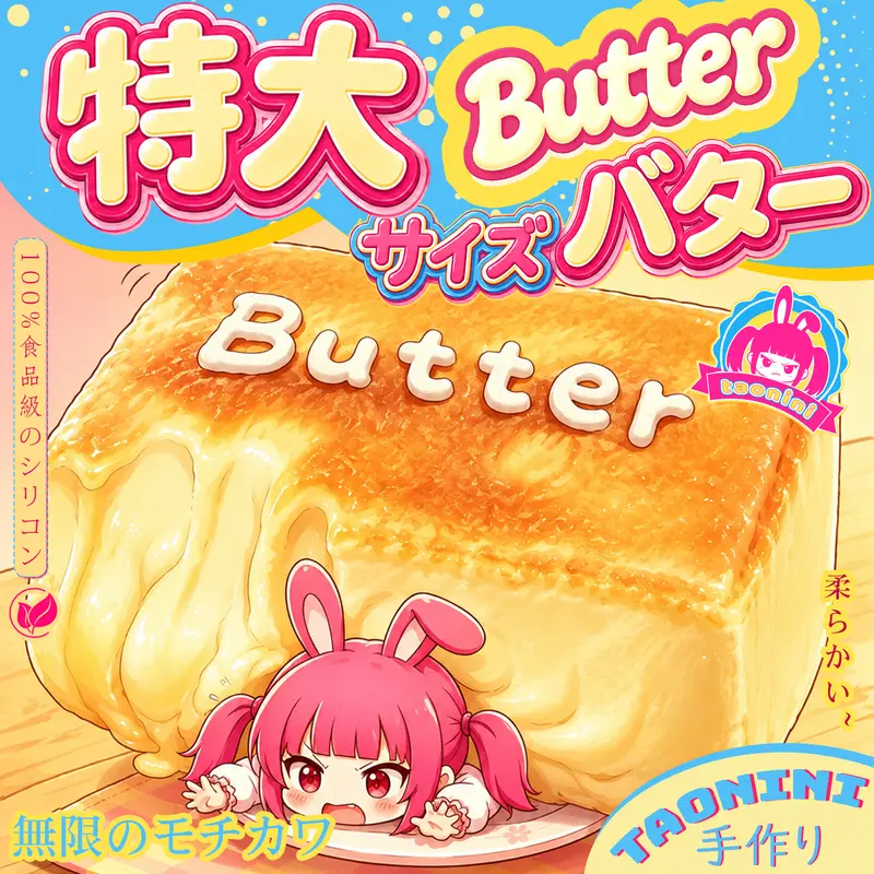 taonini スクイーズ 特大 揚げバター 砂糖バター 大小セット×2② 特大バター taonini 特大バター、土のような質感、手作り・無毒、食品