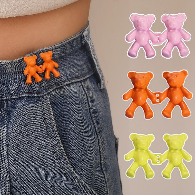2 Pcs Kancing Pengecil Celana Jeans karakter 3D Bear Kancing Penjepit Celana kebesaran anti kedodoran 2pcs / Kancing Jeans Bear Kancing Pengecil Celana Kancing Bear Celana 2pcs M02 5