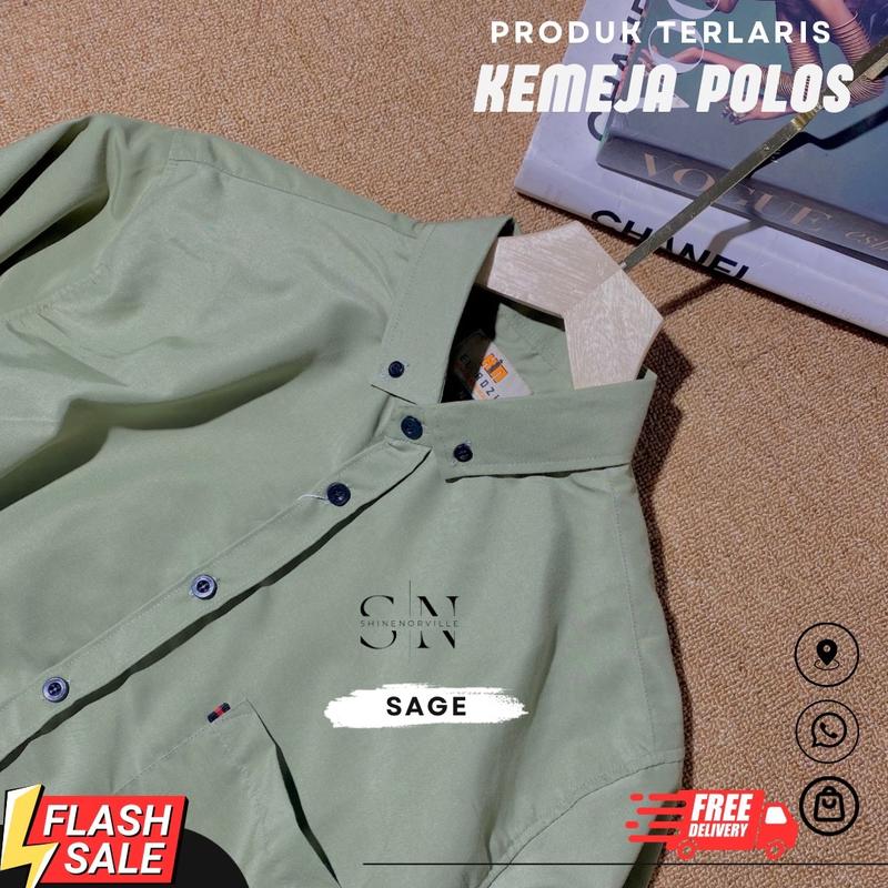 Kemeja Polos Lengan Panjang Bahan Katun Tebal  1 pcs 1