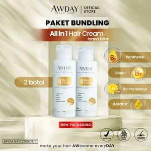 Paket Dua (2) Conditioner Awday All in 1 Hair Cream BPOM Kering Shampoo