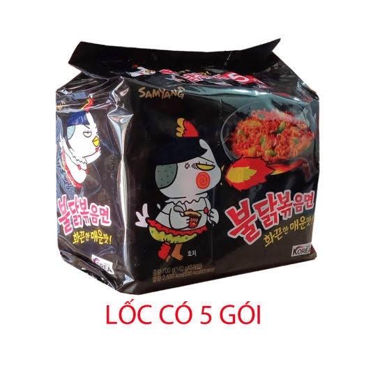  Lốc 5 gói mì gà cay Buldak Samyang vị truyền thống  màu đen  