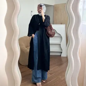 Qalby Long Outer - Baju Panjang Serbaguna 125cm Bahan Katun Bordir Premkum Nyaman & Elegan Harga Terjangkau
