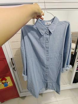 Product Review of Anyostore AT77 Atasan Kemeja Jeans Oversize Wanita Jumbo Bahan Denim from ** 0