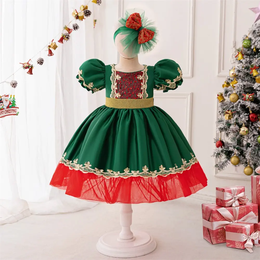 096 Kids Christmas Dress Headband Sequin Green Santa Claus Gown Children  Cosplay Costume Fancy Carnival Toddle Girls Clothes 4 8 Y costume - TikTok  Shop Philippines