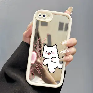 Casing Hp OPPO A5 A3s A12E Realme C1 Case Mengirim anjing kecil penuh cinta Mirror Kasing silikon cocok pria dan wanita Cesing Cermin Kesing Softcase