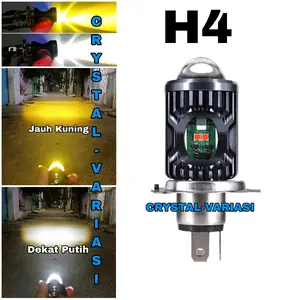 Lampu Bolam Utama Motor Led H4 Laser Kuning Putih Plus Devil Biru Merah