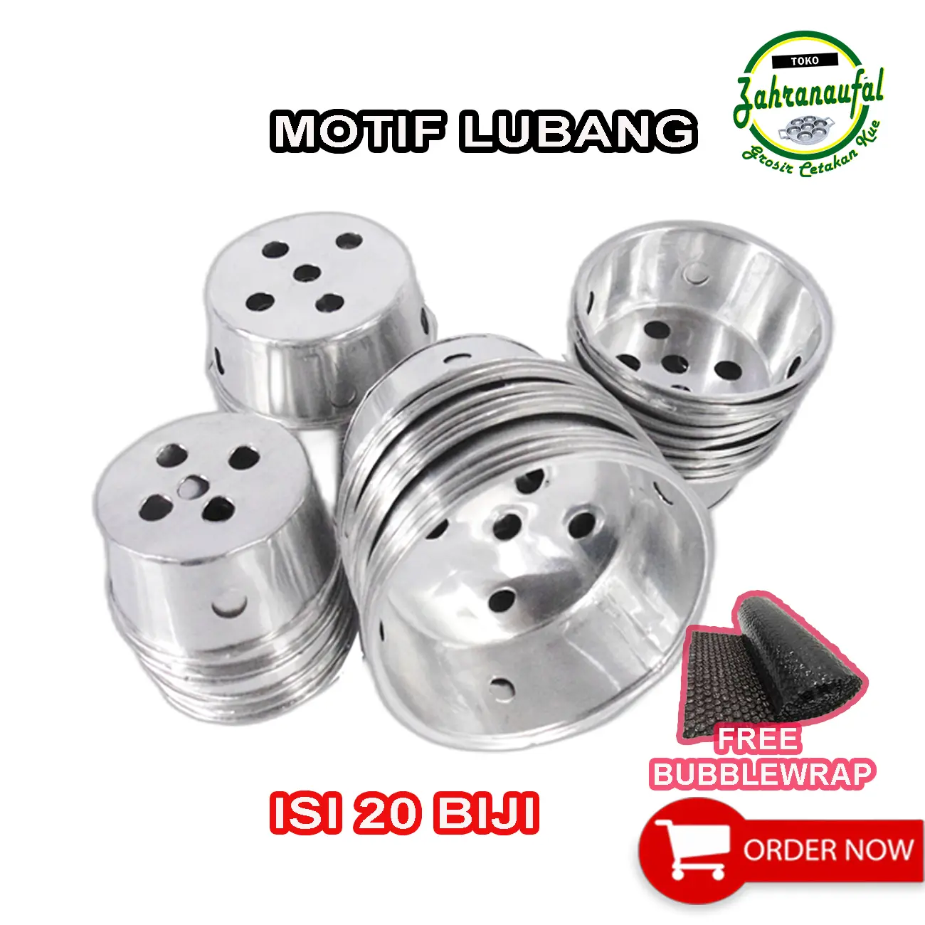 ISI 20 PCS - CETAKAN ROTI KUKUS BOLU UK.PENDEK MOTIF LUBANG Aluminium Kitchenware