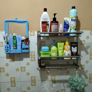 Rak Sabun Kamar Mandi Dinding Rak Bumbu Dapur Stainless Steel Rak Tempel Gantung Tempat Handuk Tempel