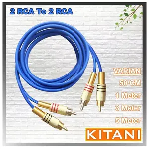 Kabel audio jack 2 rca gold to 2 rca gold kabel kitani tembaga original berkualitas/kabel sound system