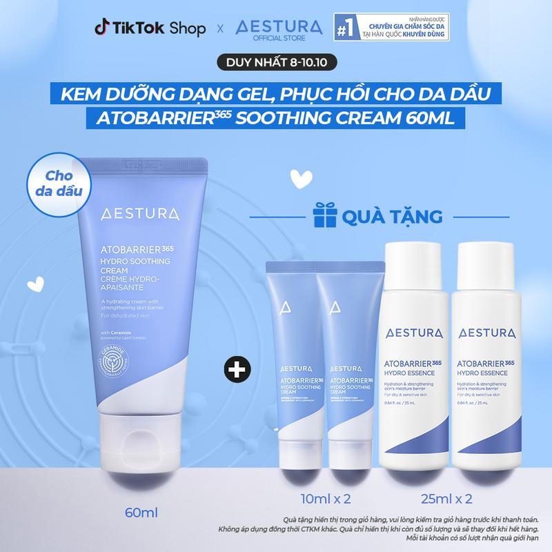 [HOT DEAL] Kem dưỡng ẩm dạng gel, mỏng nhẹ, làm dịu AESTURA ATOBARRIER365 Hydro Soothing Cream 60ml