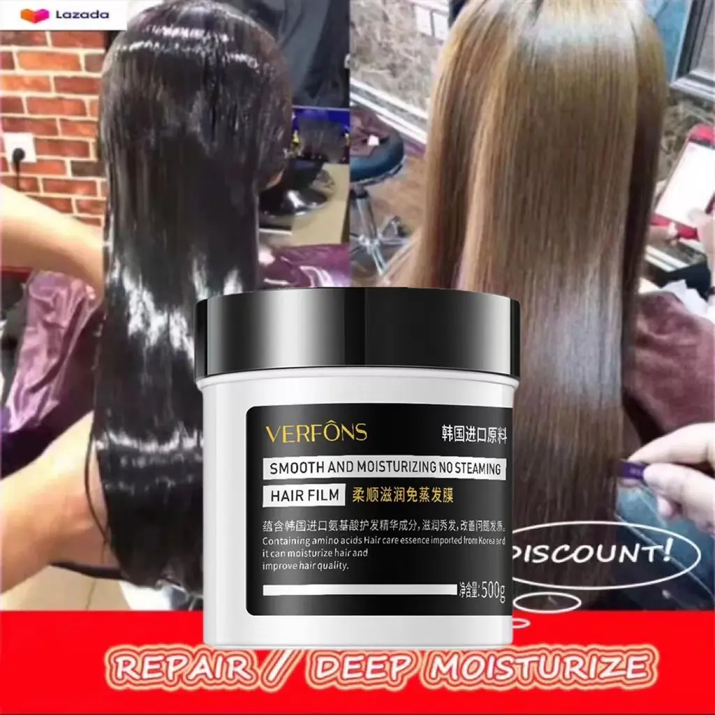 【BPOM】 Serum Rambut Rusak dan Kering Rontok Vitamin Rambut Pelurus dan Lembut Wangi Hair Treatment Mask Repairs Frizzy Make Hair Soft Smooth Deep Repair Keratin 500ml