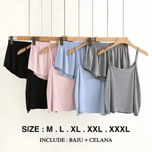 [Cod] 574 Import Size M-3Xl Baju Tidur Setelan Hotpant Singlet / Setelan Piyama Baju Tidur Polos Wanita / Baju Tidur Jumbo Baju Tidur Perempuan Wanita