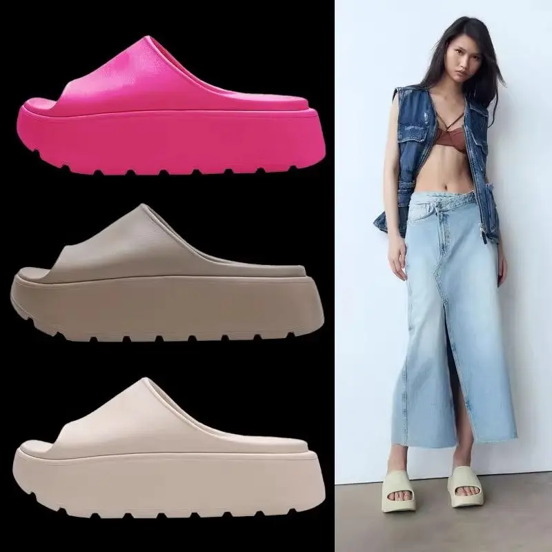 New style of EVA coconut with a and increased sense of stepping on poop in summer, with odorless feet indoor, home, and outdoor wear Slide Comfort Parent goose strap on flat girls nonslip Walking soft Onyx  beach Leather shoes Women Footwear Flipflop