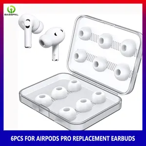 Basspal 6 Pasang AirPods Pro Ujung Telinga Pengganti untuk AirPods Pro, 3 Set/6 Set Earplug Silikon Lembut, Kompatibel dengan Apple Airpods Pro L M S, Meningkatkan Peredam Bising