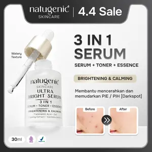 [Paket Special RIZFEBYYYY] NATUGENIC - 3 IN 1 SERUM+TONER+ESSENCE (ULTRA BRIGHT SERUM) 30ml | Spots Treatment , Calm Redness, Brightening, Anti Darkspots, BPOM | Vitamin Tranexamic Mencerahkan Wajah